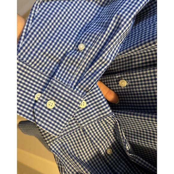 Izod XL Causal Light / Dark Blue Button Up Long Sleeve Shirt - Picture 4 of 8